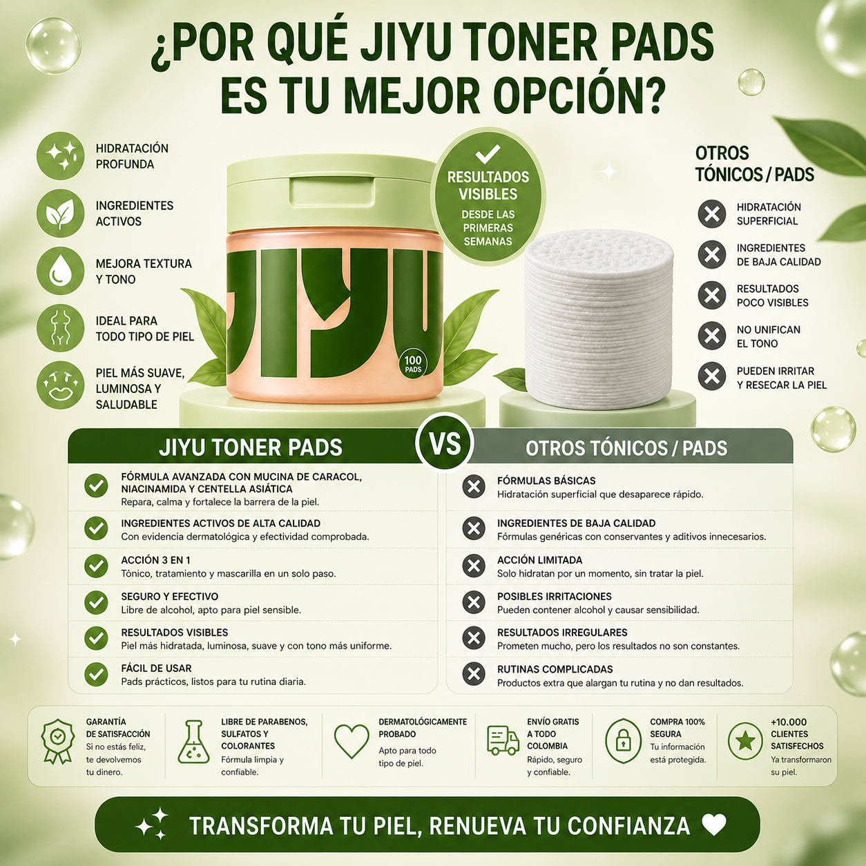Jiyu Toner Pads: Mejora textura y tono desigual y Ayudan con manchas, poros y líneas finas