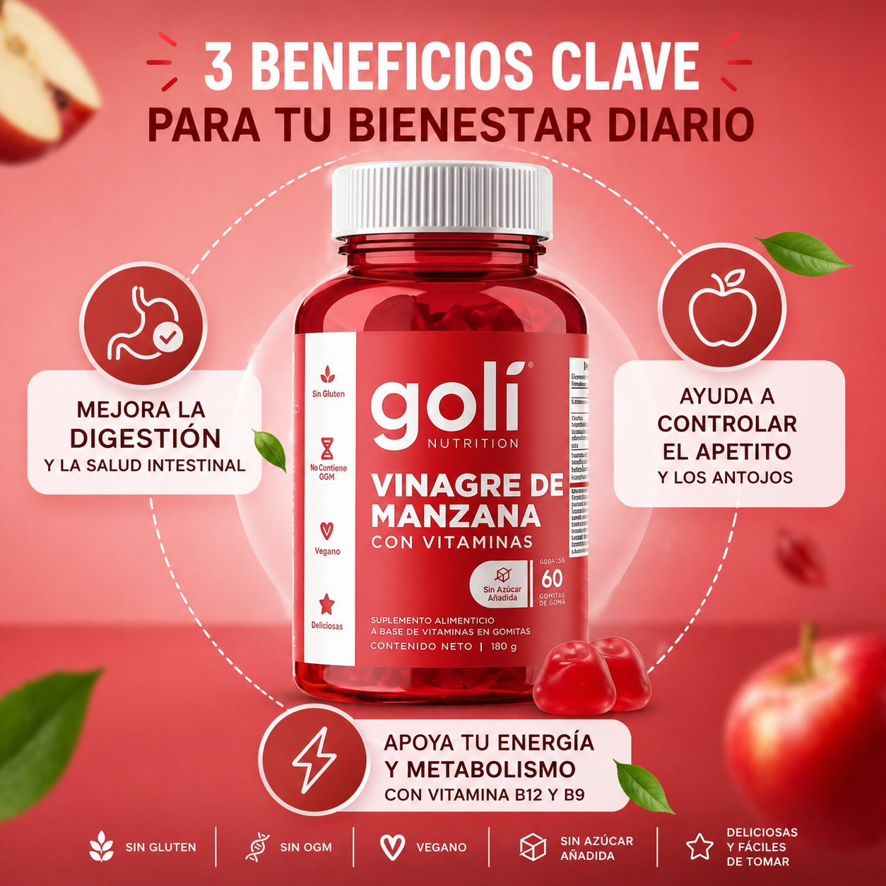 Gummie Goli Vinagre De Manzana : Activa tu Metabolismo y Reduce la Ansiedad