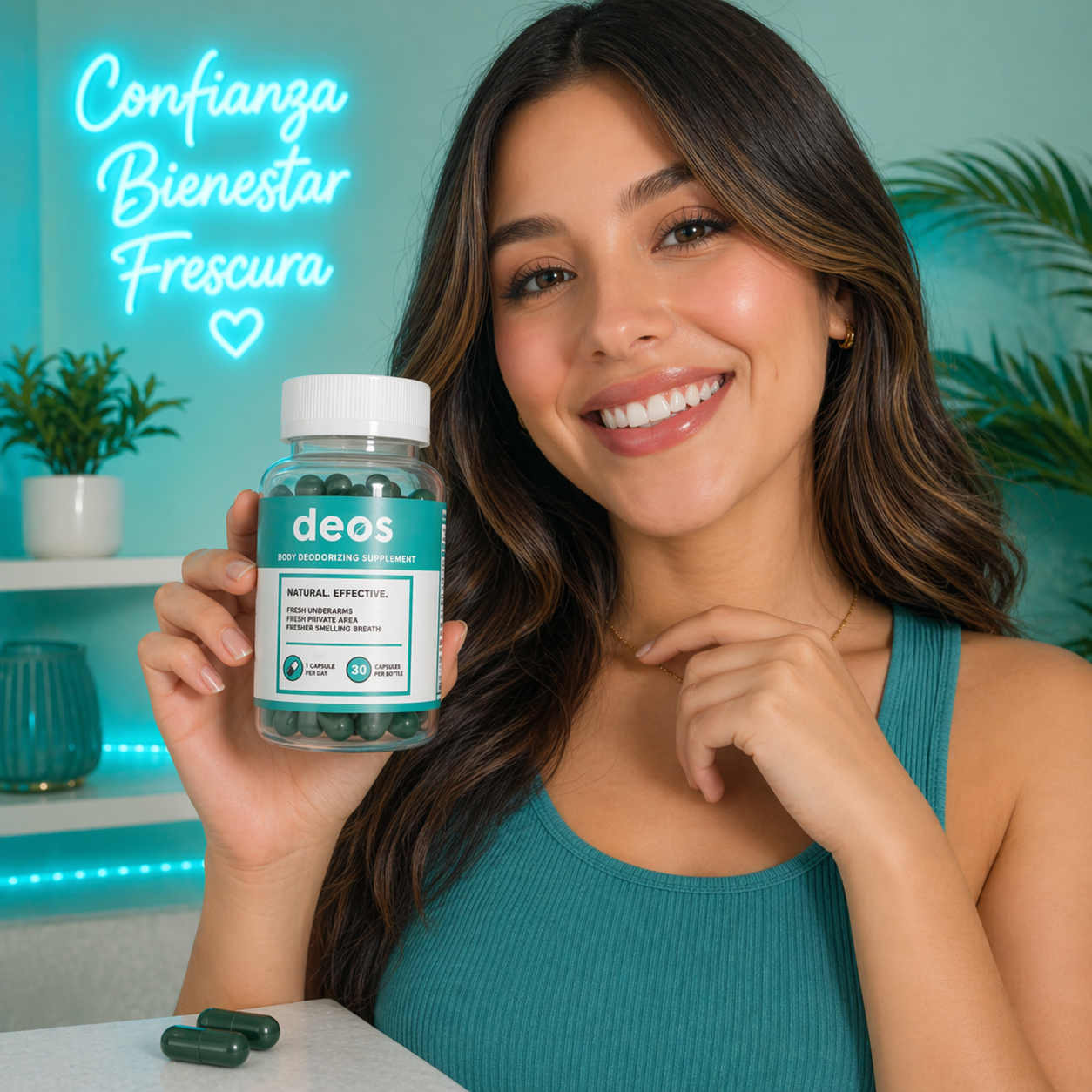 Deos: Neutraliza olores, Frescura corporal, Apoya el equilibrio digestivo